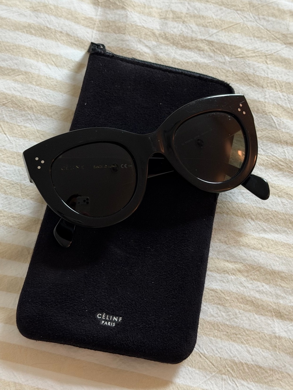 Celine Black Cat-Eye Sunglasses with Stud Detail